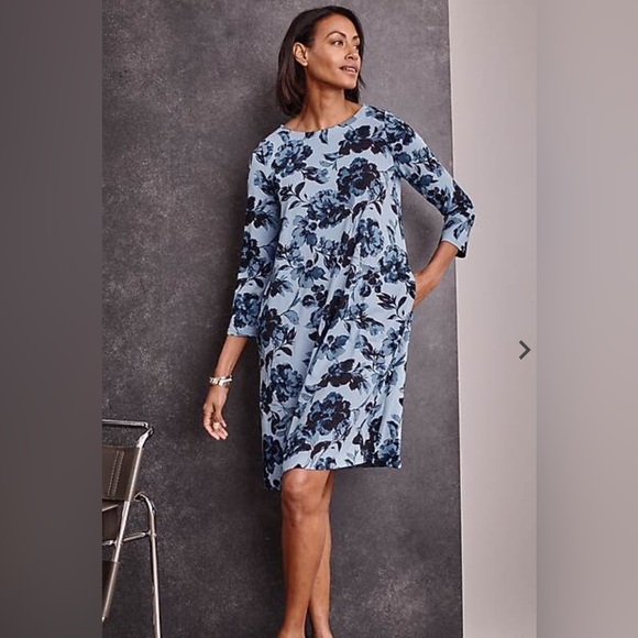 J. Jill Dresses & Skirts - 🌸 J. Jill Wearever Blue & Black Floral Dress/Tunic XL 🌸